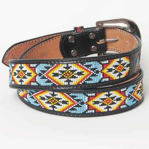 American Darling Beautifully Hand Tooled Green Genuine Leather Belt Men and Women Western with Removable Buckle3