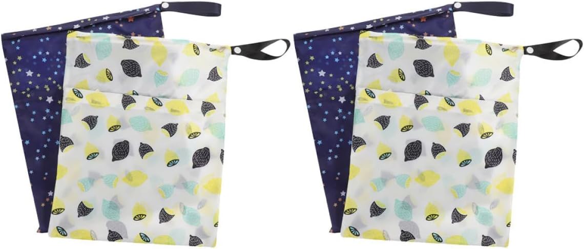 4pcs Reusable Waterproof Wet Bags for Diapers and Dirty Clothes, Washable Dry and Wet Storage Pouches with Zipper, Small Travel Organizer for Daycare, Swimming, Yoga, and Beach Use