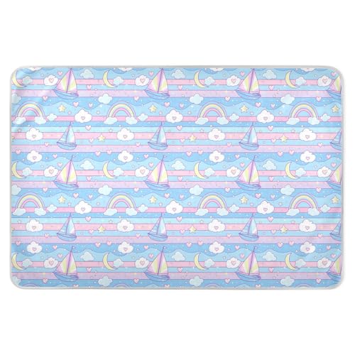 Sailboat Island Cartoon Bed Underpads Waterproof Washable Potty Training Skin-Friendly Diaper Pads for Baby Boys Girls , 52