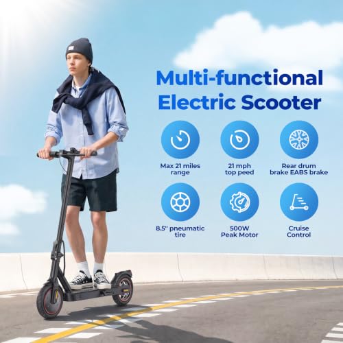 Image of Electric Scooter Adults, 1000W /500W Motor, 28 /21 Miles Max Range, 10'' /8.5 inch Tires All Terrain, 25 /21 MPH Top Speed, Lightweight Commuting E Scooter, Foldable for Adults Teens