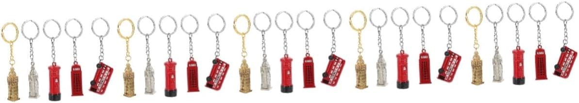 Veemoon 5pcs Keychain Set - Souvenir Key Rings Featuring Big Ben - & Double Decker Bus, Assorted Color, 10.60X2.30X1.30CM