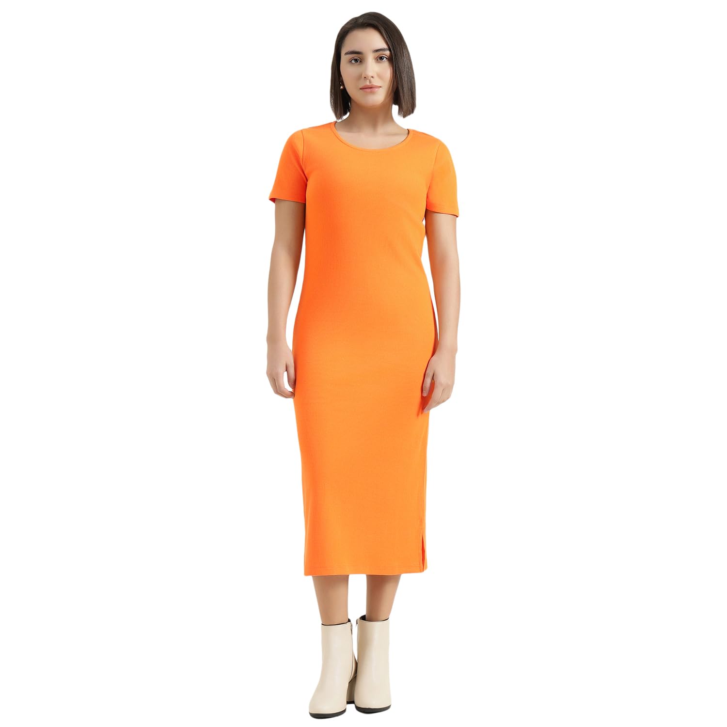 united colors of benetton Round Neck Solid Dress - 26P3RYCD400YI0F4-picture-11