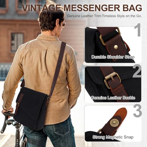 Small Messenger Bag,VONXURY Water Resistant Shoulder Bag Canvas Crossbody Purse for Women Men4