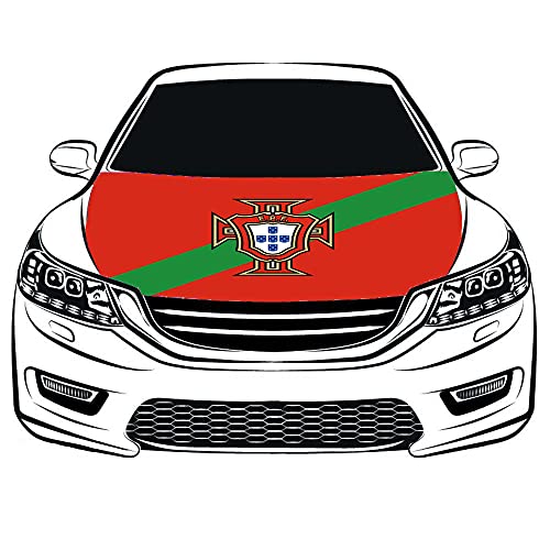 2022 World Cup Portugal national football team Flag Car Hood Cover 3.3X5FT 100% Polyester,Engine Flag?Elastic Fabrics Can be Washed,Car Bonnet Banner