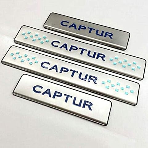 HPDOM 4 Pcs Car Door Sill Protector for Renault CAPTUR 2015, Trim Scuff Pedal Threshold Cover Protection Trim Accessories, Stainless Steel Car Kick Plates Pedal,Blue Cover