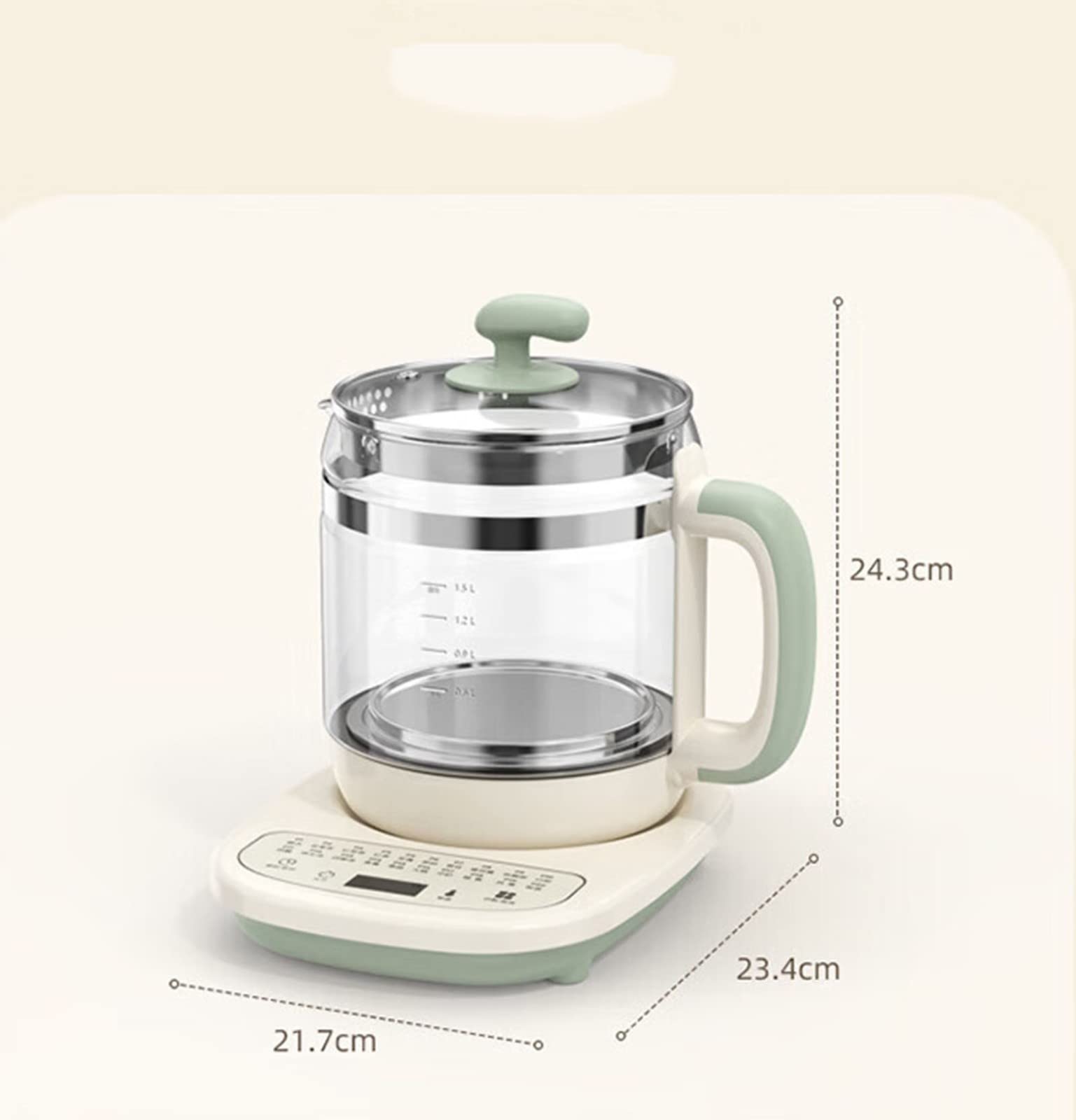 hervidor de cristal, Tetera eléctrica de vidrio engrosado completamente automática, tetera con control temperatura, multifunción 1,5 LA, L