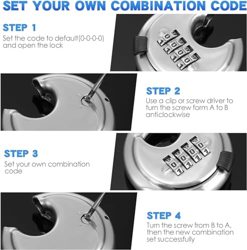 Image of Istara Combination Disc Padlock Number Lock - 70 mm for School Gym Locker, Fence, Toolbox, Gate, Case Round Combination Padlock (Silver)