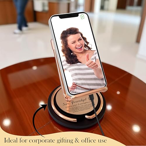 Image of SAVRI Personalized Mobile Stand - Customized with Name, & Company Logo |Desk Phone Holder for Office & Home | Corporate Branding Gifts, Employee Kit, Business Promotion & Personal Gifting - Pack of 2