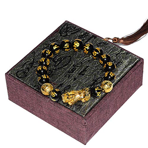 VStoy Black Pi Xiu Bracelet Feng Shui Obsidian Wealth Bracelet for Women Men Adjustable Elastic Send adjustment rope - Image 4