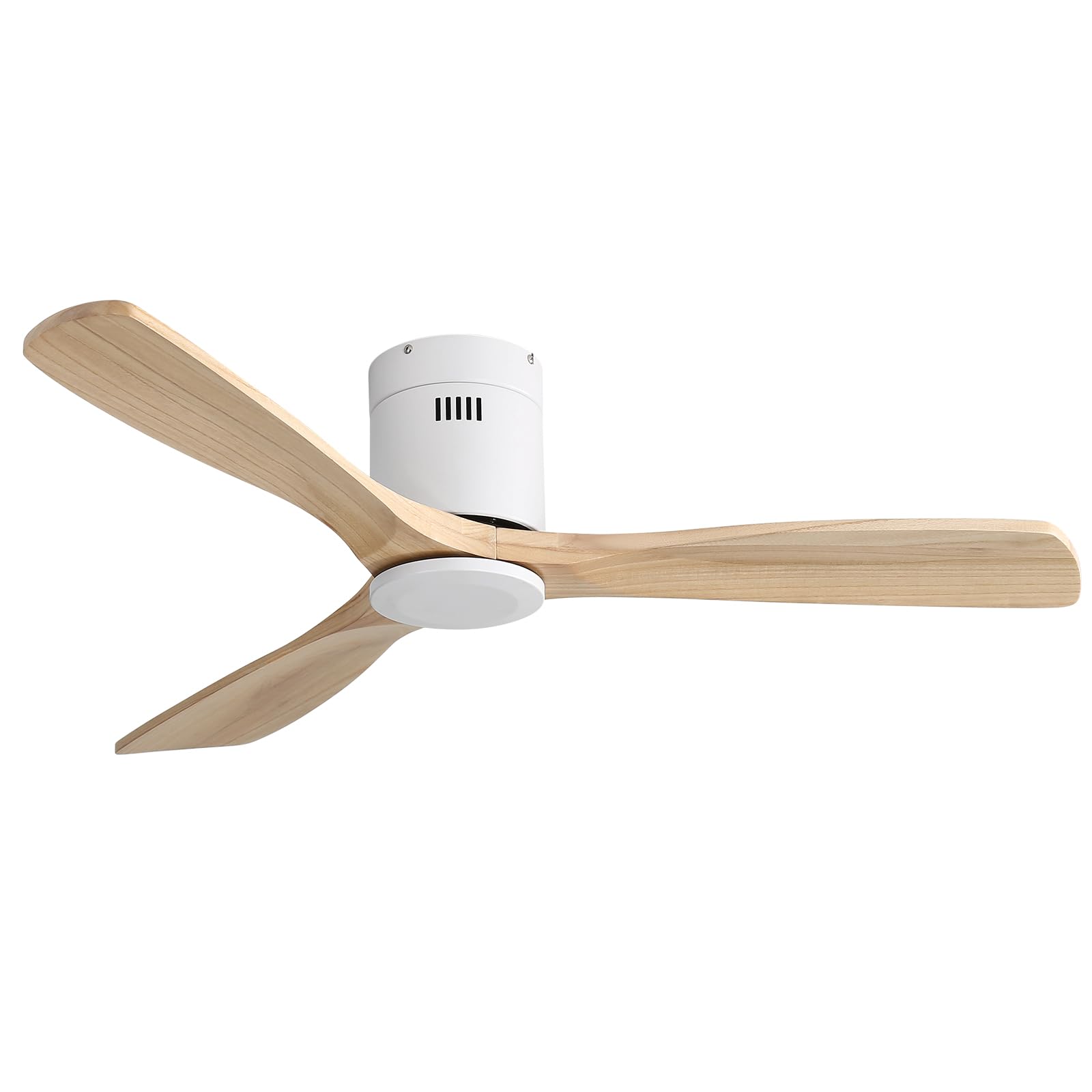 Sofucor 52 Inch Solid Wood Ceiling Fan Without Lights Flush Mount Ceiling Fans with Remote Control, Wood Blades Modern Outdoor Ceiling Fan No Light for Bedroom/Farmhouse/Patio/Indoor