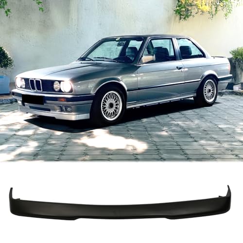FREEMOTOR802® Front Bumper Lip Splitter Air Dam Chin Spoiler, Fits 1984-1992 BMW E30 3-Series, RG Style Unpainted Black PU 1PC Lower Guard Protector Underbody Styling Trim