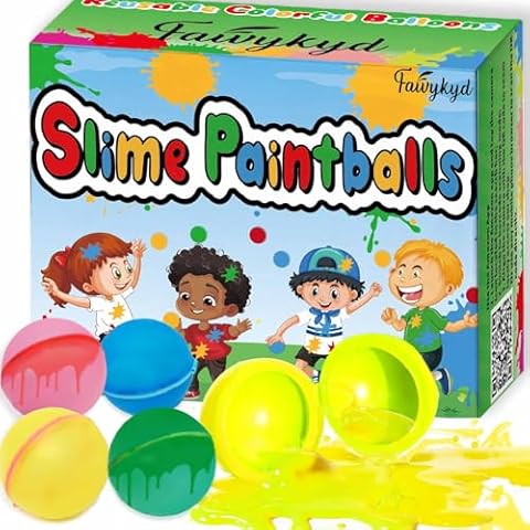 Faivykyd Reusable Throwable Paintballs Water Balloons Magnetic with Color Powder, Mix Water to Make Slime Ballons, Water Activities for Kids Backyard, Color Run, Blaster Gun, Water Fight Supplies Cover