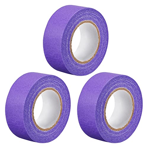 Image of uxcell 3Pcs 25mm 1 inch Wide 20m 21 Yards Masking Tape Painters Tape Rolls Purple