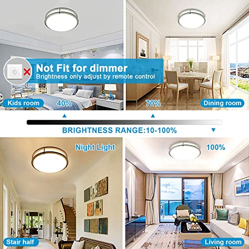 Dllt 30W Modern Dimmable Led Flush Mount Ceiling Light Fixture With Remote-13.31 Inch Round Close To Ceiling Lights For Living Room/Kitchen/Bedroom/Dining Room, 3000K-6000K 3 Light Color Changeable #TOP3