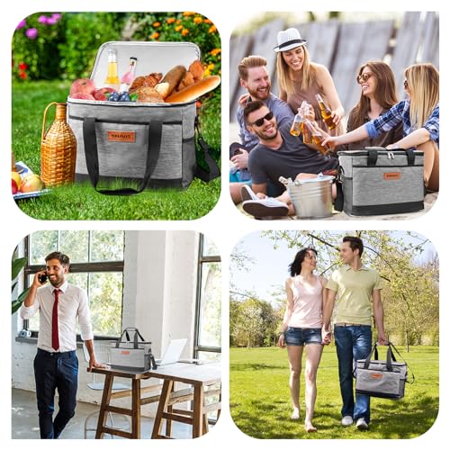 KAEFUYS Kühltasche 33L+14h Kühlung Thermoisoliert Tragbar Faltbar Wasserdicht Groß Picknicktasche für Einkaufen Auto Büro Camping Outdoor Reisen Lebensmitteltransport Proviant Familie Grillen