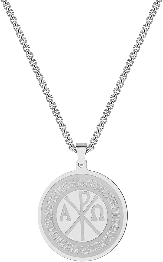Chi Rho And Constantine Cross Amulet Men Necklace Handmade Viking Stainless Steel Necklace For Women Fashion Jewelry