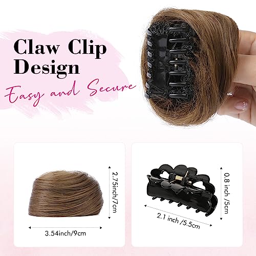 REECHO 2 PCS Mini Claw Clip in Messy & Cat Ears Hair Bun Extensions Wig Accessory Updo Hairpieces for Women Girls (Pack of 2-3" Straight - Image 2