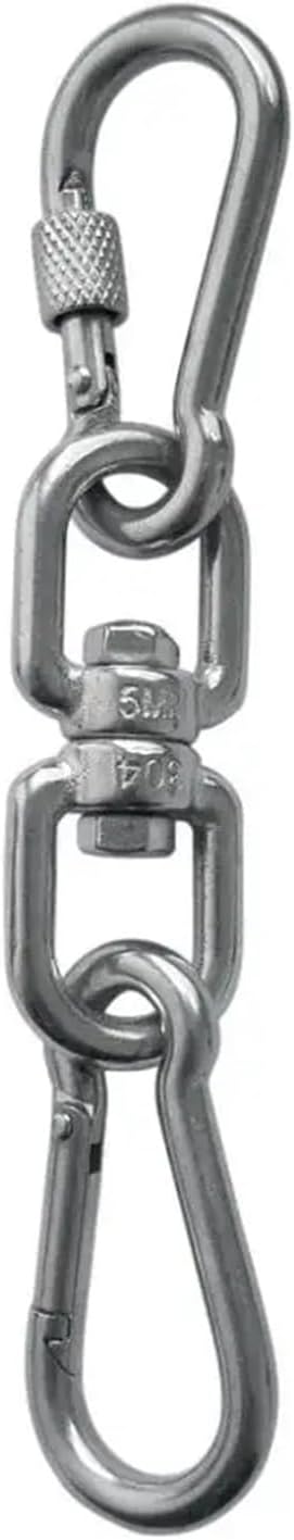 Spring Snap Hook 5 PCS 304 Stainless Steel Double Ended Swivel Eye Hook and Safety Carabiner Spring Snap Hook Swivel Shackle Ring Connector Set of 3(80MM)