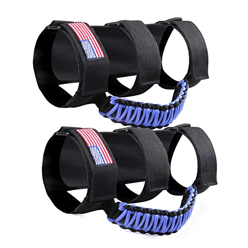 Rerpro Roll Bar Grab Handles For Jeep Wrangler Cj Yj Tj Jk Jl Gladiator Jt 1955-2023 2.0”-4.0” Roll Cage Paracord Grip Handle For All Jeep Off Road Utv Atv Polaris Rzr Ranger Can-Am 2 Pack Blue #TOP26