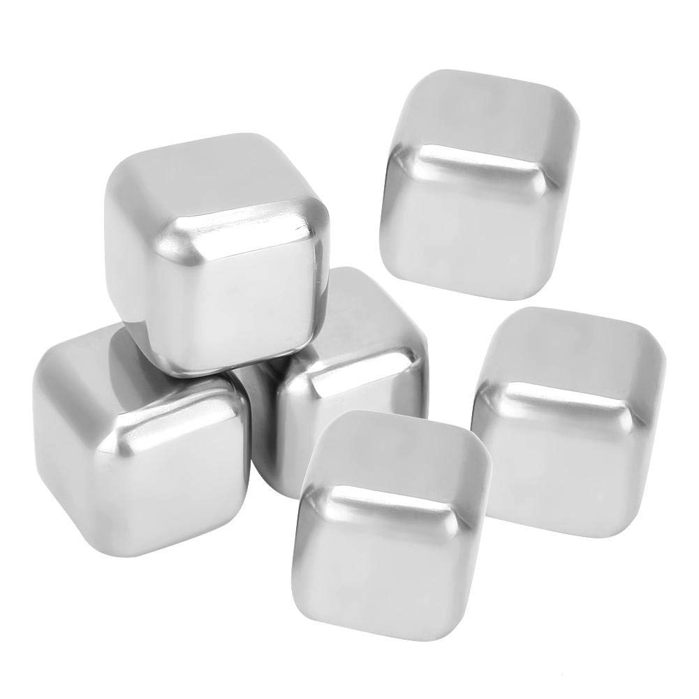 Food Grade Chilling Stones Rocks, Reusable Stainless Steel Ice Cubes for Whiskey Wine Beer Vodka(4pcs) Night Light Key Chain Clip