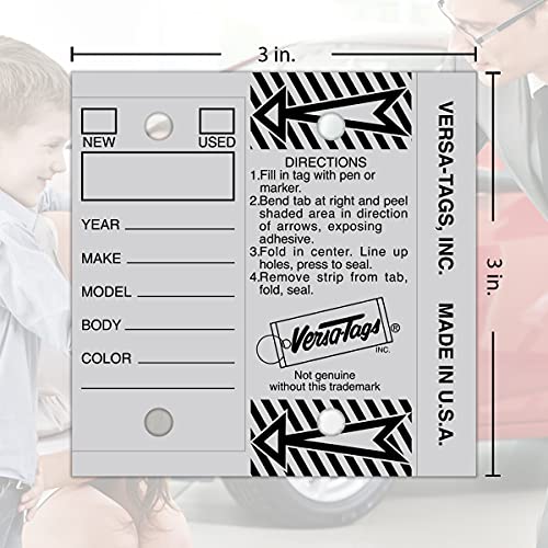Image of Versa-Tags Gray Self-Protecting Key Tags with Chrome-Plated Split Rings, 1000 Count Automotive Dealership Key Tags for Car Truck RV Inventory & Service Organization