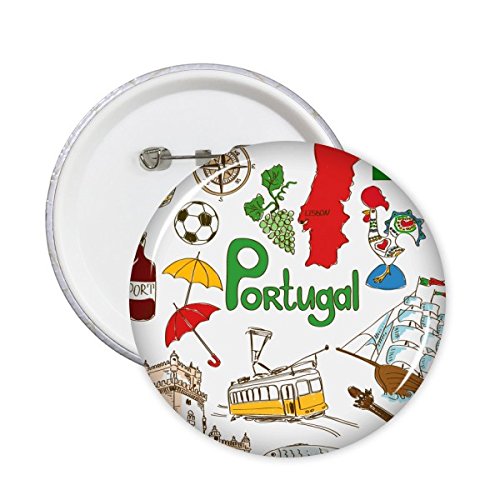 Badge rond Portugal pour personnaliser un vêtement uni lot de 5 pin's touristiques M