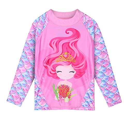 TFJH E Girls Long Sleeve Swimsuits Skirt 2-Pieces Rash Guard Set Sun Protection UV 50+2