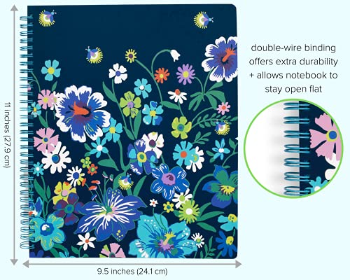 Vera Bradley Blue Floral Large Spiral Notebook With Pocket And 160 Lined Pages, Moonlight Garden #TOP2