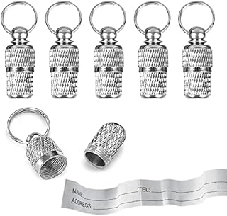6 Packs Pet id Tags, Brass Pet Tube Tag Cat Name Tags Barrel Silver Anti-Lost Dog Cat id Tag for Collar with Address Name Label