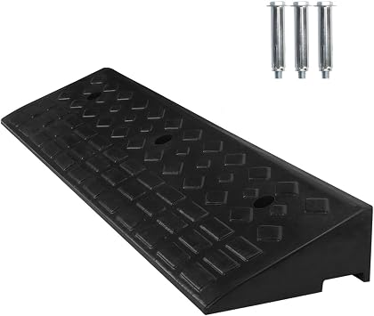 Rubber Kerb Ramps 10cm Height, Kerb Ramps for Cars, Threshold Ramp for Wheelchairs, Heavy Duty Curb Ramp for Driveway, Mobility Scooter/Door/Step, Black