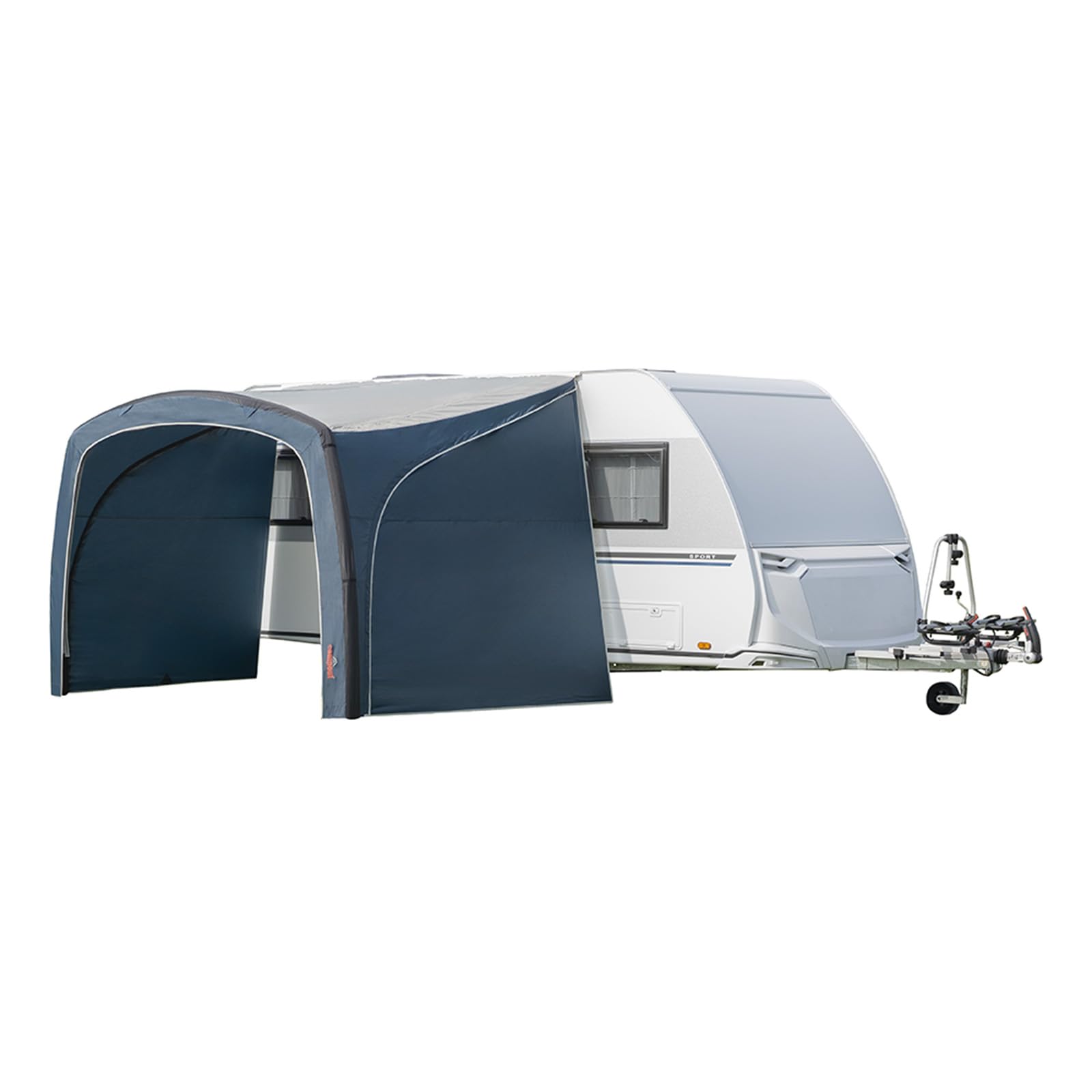 Campout Aufblasbares Vorzelt für Wohnwagen & Wohnmobil – 300 x 250 cm – 3000 mm Wassersäule – Anbauhöhe 235-250 cm – Aufbau in 15 Min – Inkl. Pumpe & Sturmabspannleinen