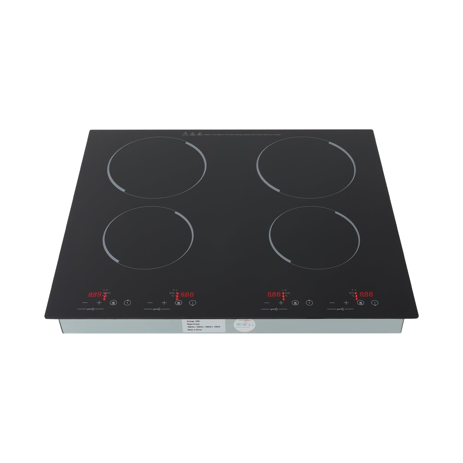 HarBin-Star Placa vitrocerámica de 4 zonas, 6000 W, 60 cm de inducción, con sensor táctil de control, placa de cocción empotrable, sin marco, para teteras, ollas de aluminio, ollas de cristal, etc.