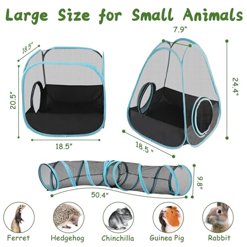 YUEPET Outdoor Guinea Pigs Playpen with Tunnel Pop up Bunny Enclosure Portable Cube Tent Collapsible Small Animal Playpen for Rabbit Guinea Pig Ferret Hamster Kitten Puppy Exercising Hiding Playing by YUEPET - Image 3