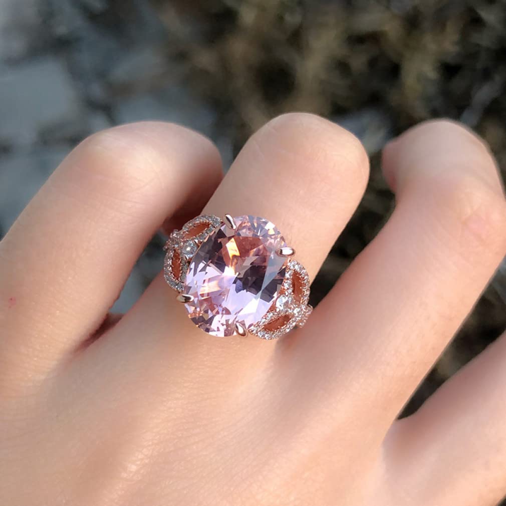 Drabiny składane, 925 Moissanite Morganit Kamień szlachetny Ślub Zaręczyny Diamenty Biżuteria Pierścionek(8)