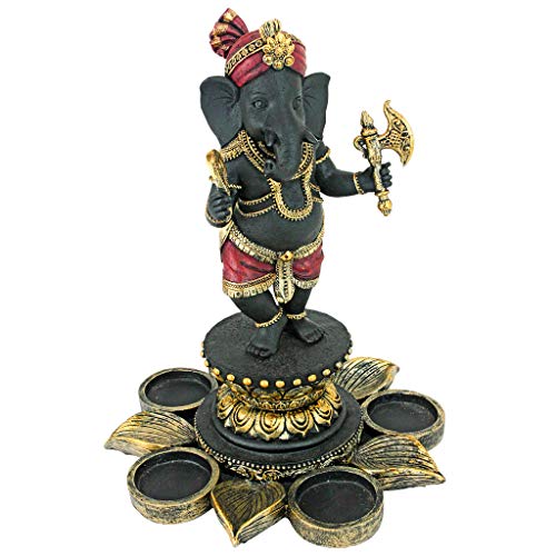Design Toscano Standing Lord Ganesha On Lotus Flower Candle Holder Statue #TOP1