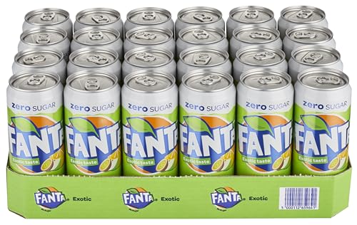 Fanta - Exotic No Sugar frisdrank, sleek blik van 33 cl, Pak van 24 Stuks