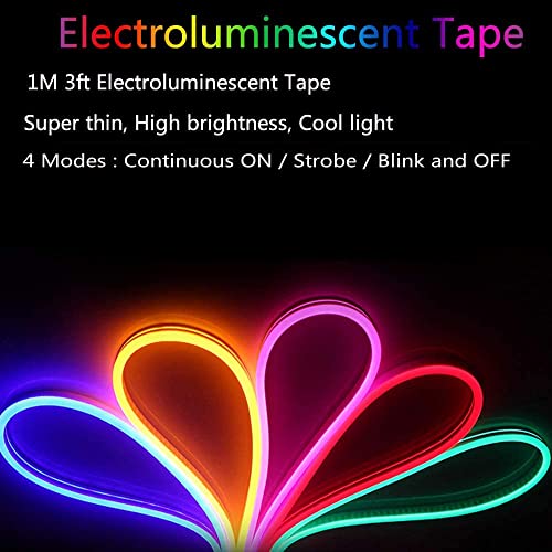 Lychee®3 Ft 1M 1M Neon Glowing Strobing Electroluminescent Robbin El Tape Belt El Wire Rope With Battery Pack For Cosplay Decoration Bruning Festival (3Ft, Green) #TOP1