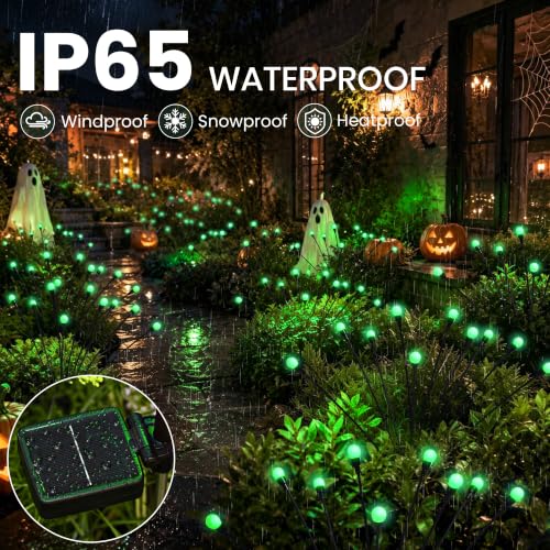 Image of Solar Halloween Lights(4Pack 40LED), Green Outdoor Halloween Decor | Scary Swaying Firefly Lights Waterproof for Garden Decor, 2 Lighting Mode, Auto On /Off, Yard Solar Lights Gardening Gifts