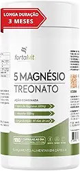 5 Magnésio Treonato 180 Cápsulas, 90 Dias de Uso, Longa Duração, Treonato + 5 tipos de Magnésio, Fortalvit