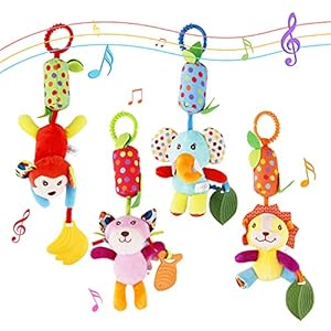 Babykinderwagen hangend speelgoed, 4 stuks kinderwagen opknoping rammelaar speelgoed babybedje wieg speelgoed, zacht…