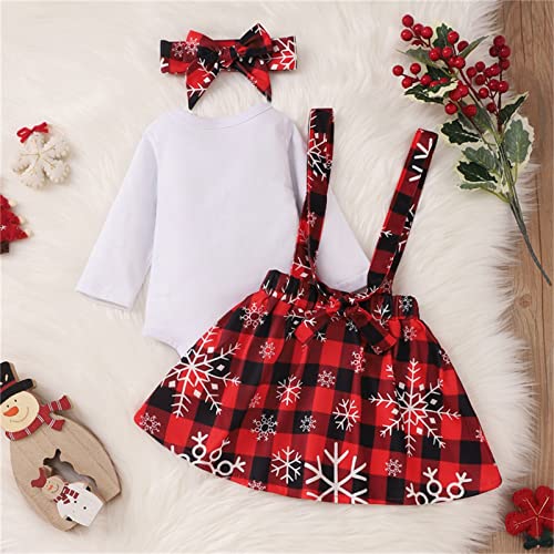 Macacão infantil infantil infantil meninas letras de natal flocos de neve estampa flare manga compri