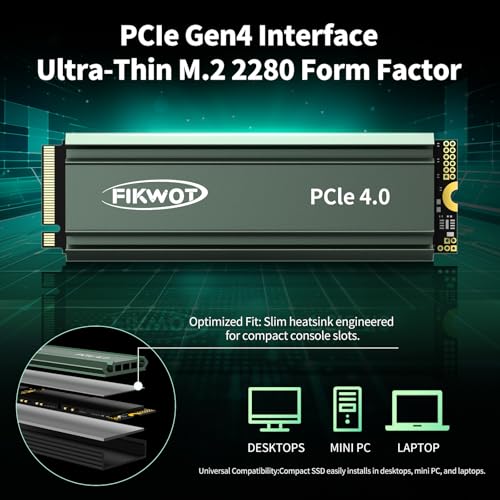 Fikwot FN960 2TB M.2 NVMe SSD PCIe Gen4 x4 2280 Internal Solid State Drive with Heatsink, Up to 4,800MB/s, Dynamic SLC Cache, Compatible with PS5 Internal SSD - Image 6