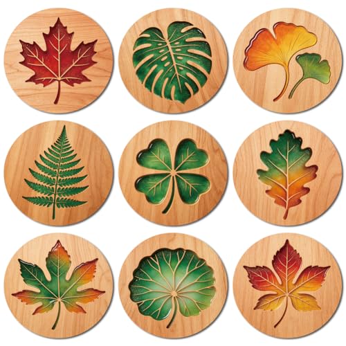 ANATTASOUL 9 Pièces Feuilles en résine Muster Coaster pour Maison
