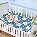 Woodblock Print Style Blue White Flowers Cooling Baby Bassinet Mattress 28