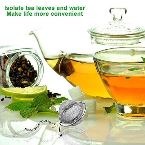 6Pcs Stainless Steel Tea Strainers, Mesh Tea Infuser Premium Tea Filter Tea Interval Diffuser with Extended Chain Hook for Brew Loose Leaf Tea and Spices & Seasonings