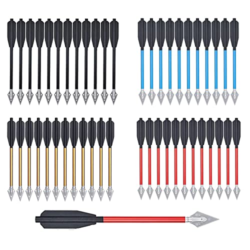 Lamehfyo 6.25 Inch Aluminum Crossbow Bolts Set with Sharp Metal Tip 50-80LB Mini Archery Crossbow Arrows for Shooting Target Practice Small Hunting Game (12pcs, Yellow)