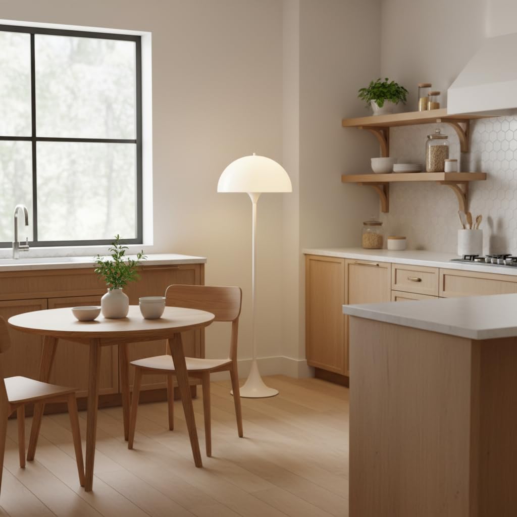 B·LED BARCELONA LED Stehlampe Design PALM mit 3 x E27 für Wohnzimmer, Schlafzimmer und Leseecke, Modern nordisch, geschwungene Linien, anpassbares Licht, stabile Basis, Weib