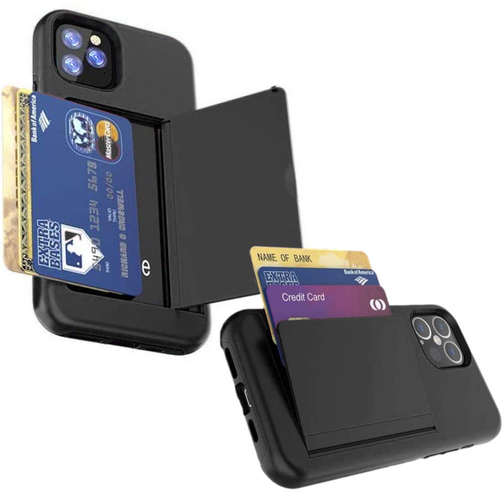 KP KOOL PRODUCTSNew Quality Hard Back Cover with ID Credit Card Slot Holder Wallet Case for iPhone12 Pro/12 or iPhone 12 Pro Max (iPhone 12 Pro/ 12, Black)