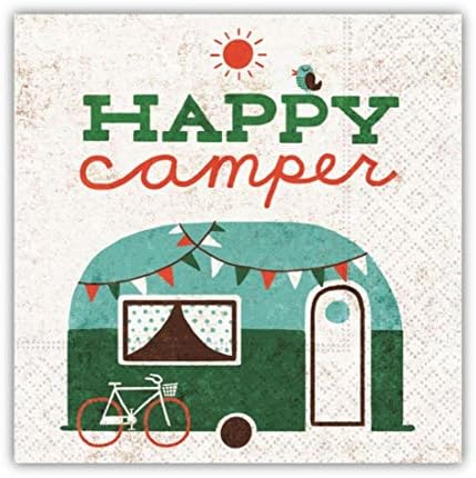 Vintage Happy Camper Cocktail Napkins, Funny Beverage Napkins, 5-inch Square image 3