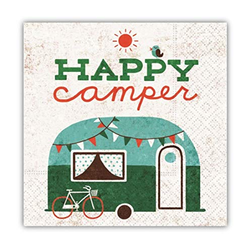 Vintage Happy Camper Cocktail Napkins, Funny Beverage Napkins, 5-inch Square by Design Design - Used condition - US$8.09